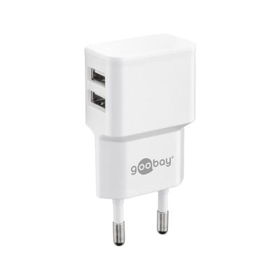 USB-A-adapter - USB-A-lader - 2 poorts - 2400mA - 12W - Wit