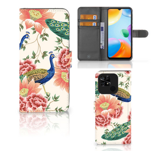 Telefoonhoesje met Pasjes voor Xiaomi Redmi 10C Pink Peacock