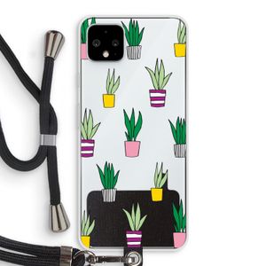 Sanseveria: Pixel 4 XL Transparant Hoesje met koord