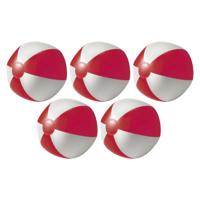 Impression Strandbal - 5x - opblaasbaar - zwembad speelgoed - rood/wit - D26 cm