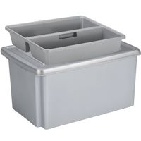 Sunware opslagbox kunststof 51 liter grijs 59 x 39 x 29 cm met deksel en organiser tray - Opbergbox
