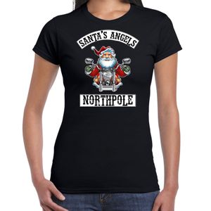 Fout Kerstshirt / outfit Santas angels Northpole zwart voor dames