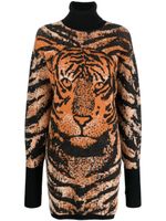 Roberto Cavalli robe en maille à motif tigre en jacquard - Orange