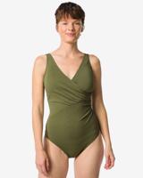 HEMA Damesbadpak Fiona shaping fit structuur groen (groen)