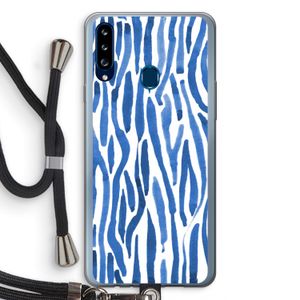 Blauwe nerven: Samsung Galaxy A20s Transparant Hoesje met koord