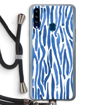 Blauwe nerven: Samsung Galaxy A20s Transparant Hoesje met koord