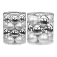 42x stuks glazen kerstballen elegant zilver mix 6 en 8 cm glans en mat - Kerstbal - thumbnail