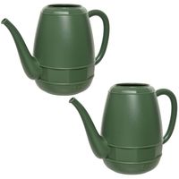 Set van 2x stuks plantengieters/bloemengieters donkergroen 1,8 liter tuinonderhoud - Gieters