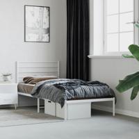Bedframe met hoofdbord zonder matras metaal wit 75x190 cm - thumbnail