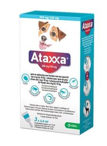 Krka ataxxa spot on hond (4-10 KG 500 MG/100 MG 3 PIP)
