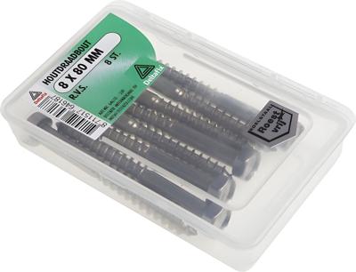Houtdraadbout 7x90mm rvs 10st - Deltafix