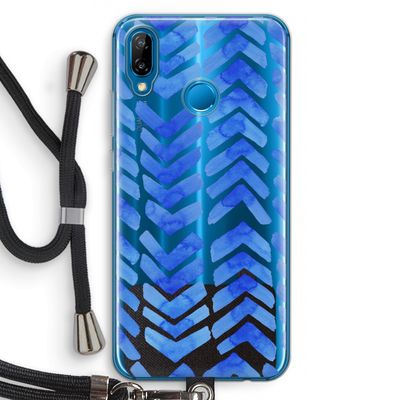 Blauwe pijlen: Huawei P20 Lite Transparant Hoesje met koord