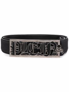 Philipp Plein ceinture en cuir à plaque logo - Noir