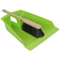 Stoffer en blik - XXL - limegroen - kunststof/hout - 43 cm - voor tuinafval