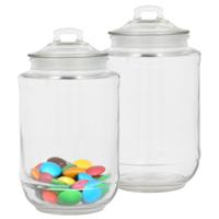 Alessandro Snoeppot/voorraadpot - 2x - met deksel - luchtdicht - glas - 2000 ml - D11 x H22 cm