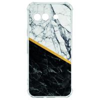 Google Pixel 9a Hoesje - Marble White Black TPU Antishock Google Pixel 9a Hoesje - Marble White Black TPU Antishock