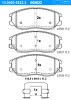 Remblokkenset, schijfrem ATE, u.a. für Ssangyong, Hyundai