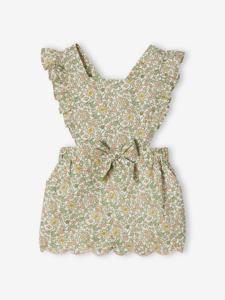 Gebloemde baby combi-short vanille