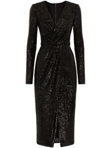 Dolce & Gabbana robe courte ornée de sequins à col v - Noir