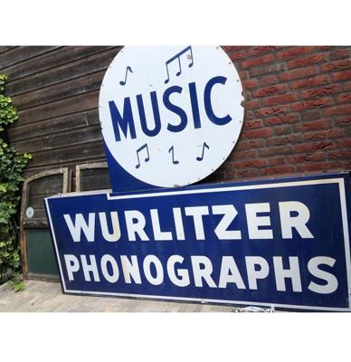 Origineel Emaille Wurlitzer Dealer Bord 2-Zijdig