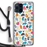 Kleurrijke katten: Oppo Find X3 Transparant Hoesje met koord