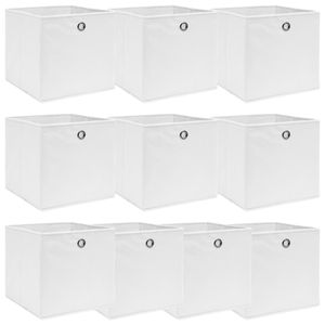 VidaXL Opbergboxen 10 st 32x32x32 cm stof wit