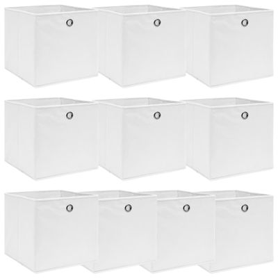 VidaXL Opbergboxen 10 st 32x32x32 cm stof wit