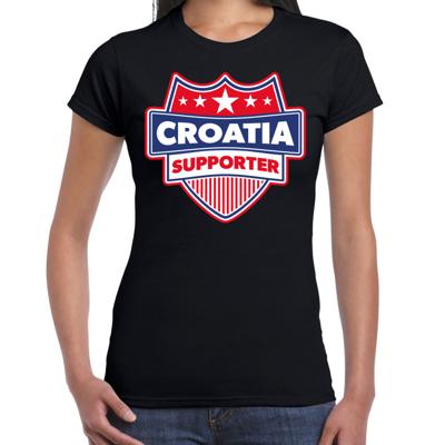 Kroatie supporters t-shirt - zwart - voor dames - Croatia - landen shirts - kleding - sport