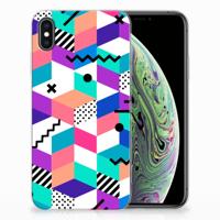 Apple iPhone Xs Max | TPU Hoesje | Blokken Kleurrijk