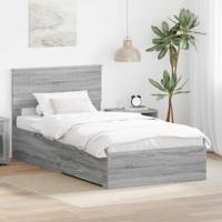 Bedframe met hoofdeinde Grijs Sonoma 100 x 200 cm Bewerkt hout