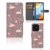 Xiaomi Redmi 10C Telefoonhoesje met Pasjes Flamingo - thumbnail