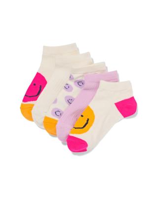 HEMA Kinder enkelsokken gezichtjes - 5 paar beige (beige)