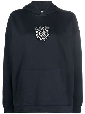 GANNI hoodie Isoli Flowers en coton biologique - Bleu