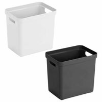 Set van 4x stuks opbergboxen/opbergmanden 25 liter kunststof zwart en wit - Opbergbox