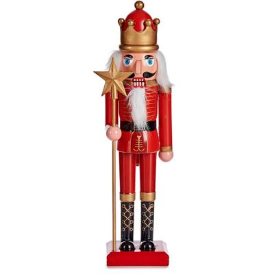Notenkraker beeld - rood - H80 cm - poppetje/soldaat - kerstversiering - kerstdecoratie