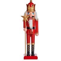 Notenkraker beeld - rood - H80 cm - poppetje/soldaat - kerstversiering - kerstdecoratie