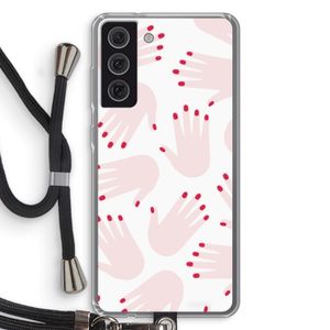 Hands pink: Samsung Galaxy S21 FE Transparant Hoesje met koord