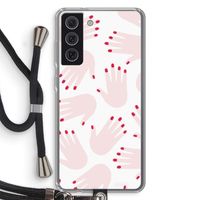 Hands pink: Samsung Galaxy S21 FE Transparant Hoesje met koord