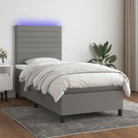 Boxspring met matras en LED stof donkergrijs 90x190 cm
