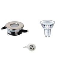 Philips LED Spot Set GU10 Inbouw Rond Mat Chroom IP65 4W 4000K Dimbaar