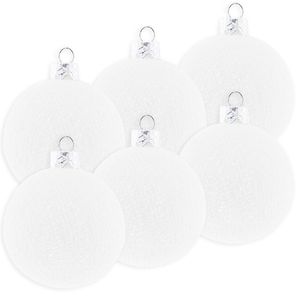 9x Witte Cotton Balls kerstballen 6,5 cm kerstboomversiering