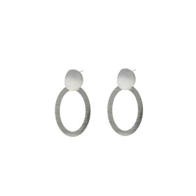 Go Dutch Label Ovale Hang Oorbellen Zilver