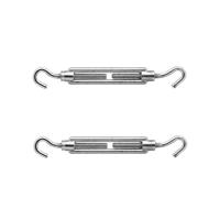 2x spanschroef - zilver - rvs - 9 cm - draadspanner haak-haak