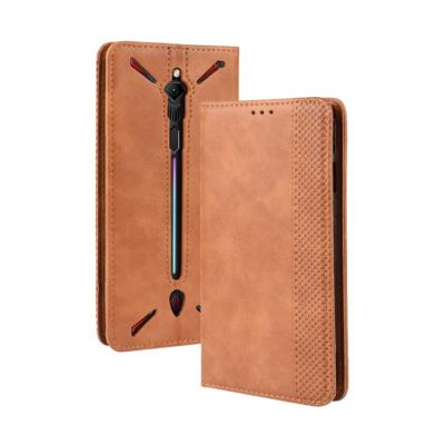 Magnetische gesp retro Crazy Horse textuur horizontale Flip lederen case voor ZTE Nubia Red Magic 3 met houder & kaartsleuven & fotolijstjes (bruin)