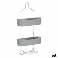 Douchehanger 28 x 60 x 14 cm Grijs Metaal Plastic (6 Stuks)