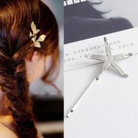 2 PC'S beste cadeau voor vrouwen Hair clip heldere haarspeld eenvoudige haar styling accessoires (Zilveren Starfish)