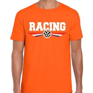 Racing coureur supporter t-shirt met Nederlandse vlag oranje voor heren