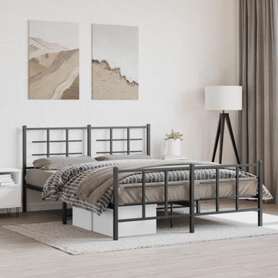 Bedframe met voetbord zonder matras metaal zwart 160x200 cm