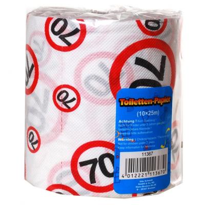 70 jaar verjaardag cadeau - wc/toiletpapier - 25m - feestartikelen - verkeersborden funny print