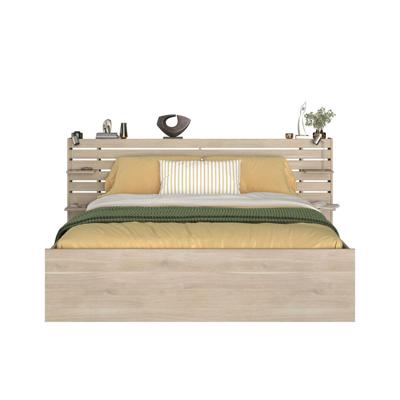 Leen Bakker - Bed Evi - Eikenkleur - 180x200 Cm - Spaanplaat - Beige - 216.8x235.4x98.2 Cm